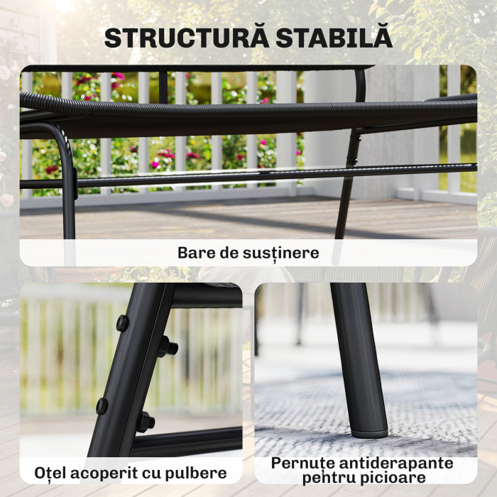  Canapea Rattan cu 2 Locuri, Loveseat cu sezut si Spatar impletit, Negru. [7]