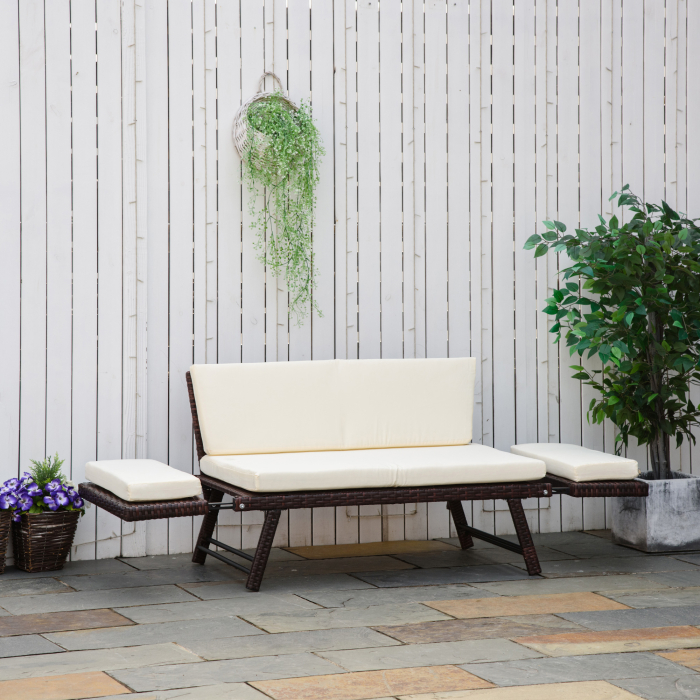  canapea/sezlong gradina 2 locuri, 129x66x67cm, alb [2]