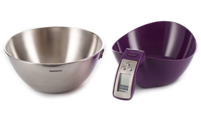 Cantar de bucatarie Daewoo DKS45P, 5 kg, 1 g, 2 baterii, 1 valori masurate, electronic, lcd, grame unitate masura, Mov [2]