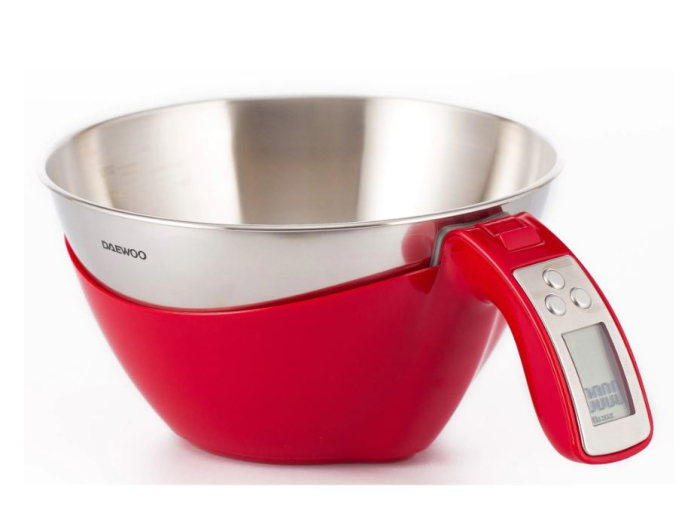 Cantar de bucatarie Daewoo DKS45R, 5 kg, 1 g, 2 baterii, 1 valori masurate, electronic, lcd, grame unitate masura, Rosu [4]