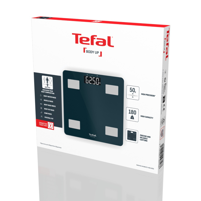 Cantar inteligent Tefal Body Up BM2600V0, greutate maxima 180 kg, 7 indicatori de masurare, sticla securizata tratata termic, ecran LCD, 2 baterii inc [10]