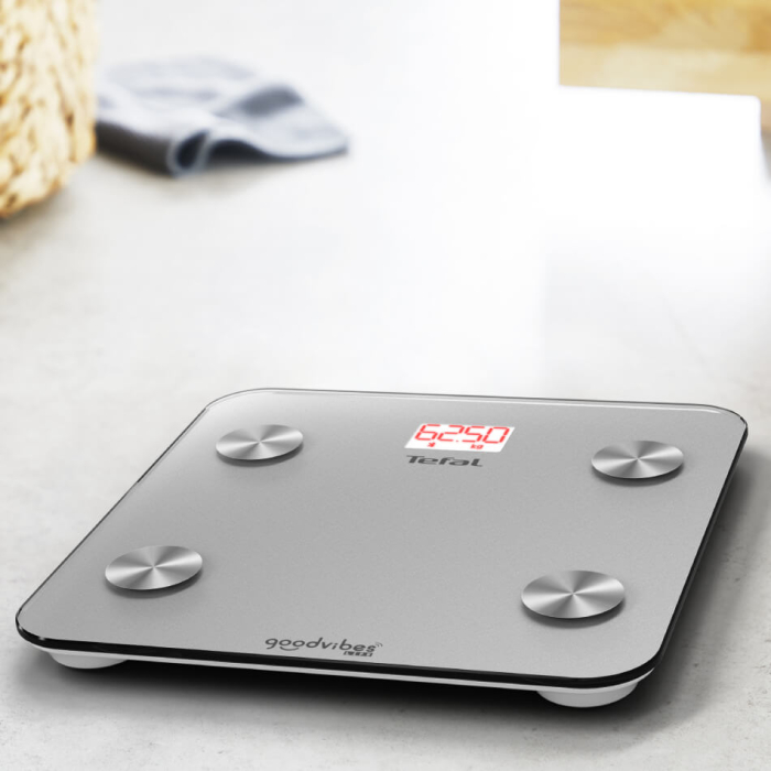 Cantar inteligent Tefal Goodvibes Life BM9600S1, 10 indicatori de masurare, aplicatie dedicata, greutate maxima 160 kg, sticla tratata termic,  [10]