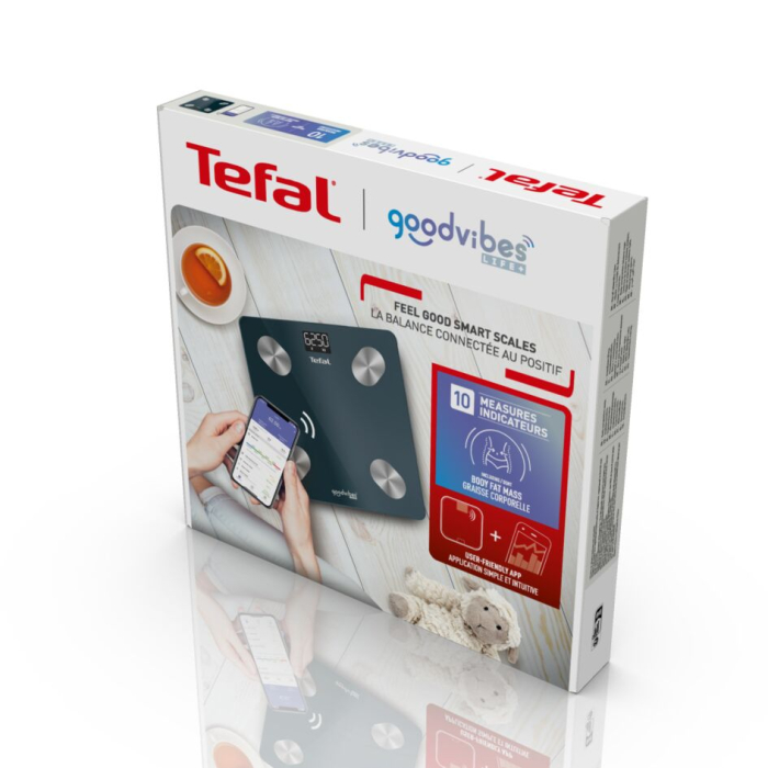 Cantar inteligent Tefal Goodvibes Life+ BM9620S1, 10 indicatori de masurare, greutate max180KG, conectivitate IOS/Android, sticla tratata termic, alba [5]