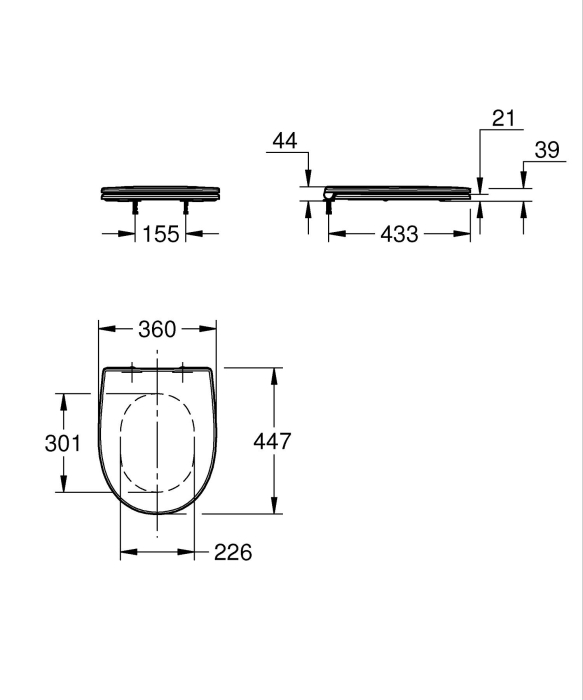 Capac WC Grohe 112946SH00, Bau Ceramic, SoftClose, Slim, datasare rapida, alb [8]