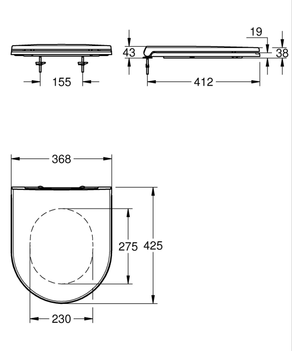 Capac WC Grohe 39913001, 425 mm, 368 mm, 1 functii speciale, capac softclose, oval, duroplast, slim, Alb [7]