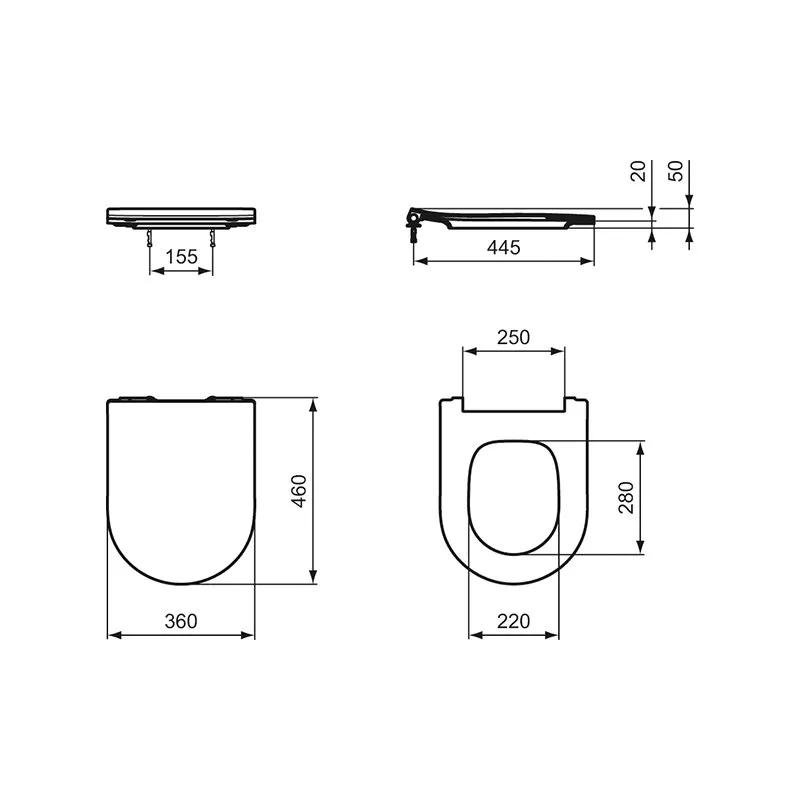 Capac WC Ideal Standard Blend Curve, Slim, SoftClose, alb, T520801 [4]