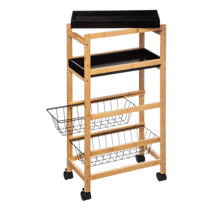 Carucior 5Five Blackwood cu 3 niveluri, bambus si MDF, 41x22x83 cm, natur si negru [8]