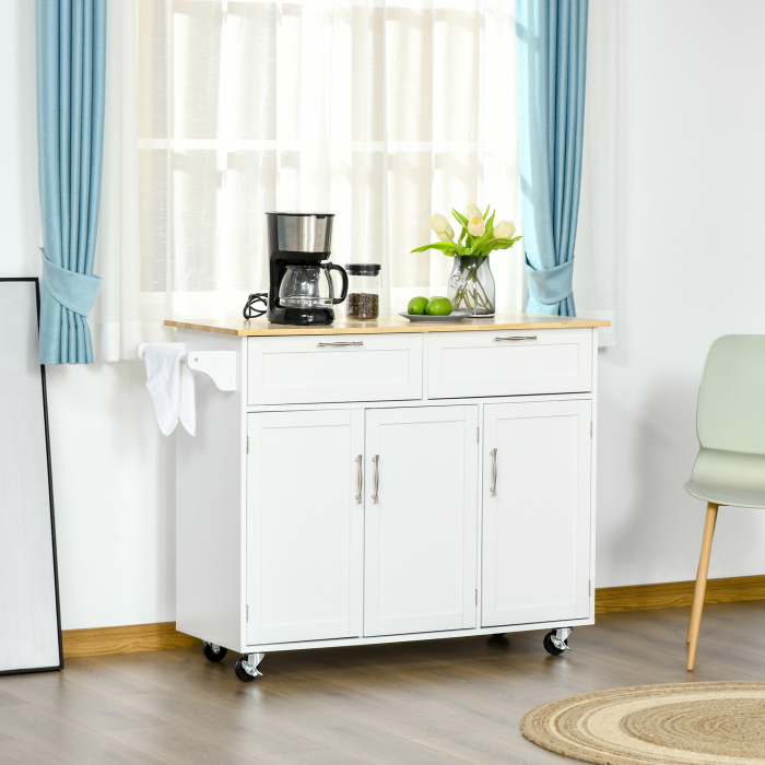  Carucior Bucatarie Multifunctional cu Sertare & Usi, 121×46×91 cm [2]