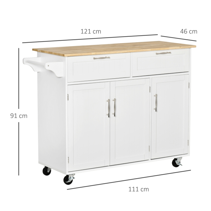  Carucior Bucatarie Multifunctional cu Sertare & Usi, 121×46×91 cm [3]