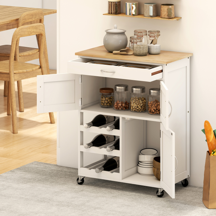  carucior bucatarie, suport pentru sticle, 67x37x87cm [2]