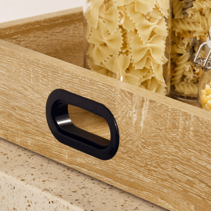  Carucior de bucatarie cu 3 rafturi si tava detasabila e roti mobile, carucior de bucatarie in stil industrial 65x40x86cm, lemn si negru [9]
