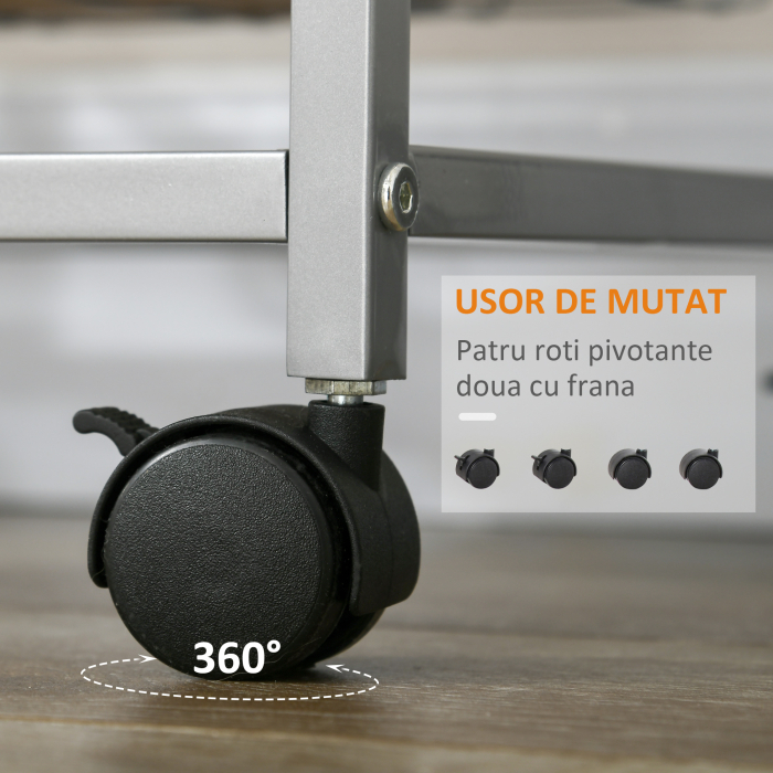  Carucior de Bucatarie cu 4 Cosuri Detasabile pentru Alimente, 36,5x36,5x89 cm, Argintiu [4]