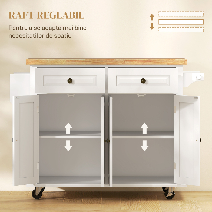  Carucior de bucatarie cu sertare dulapuri cu condimente si 4 roti din lemn [7]
