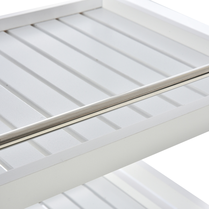  Carucior de Bucatarie Economisire Spatiu din Lemn Alb cu 3 Etajere 4 Roti 360° [8]