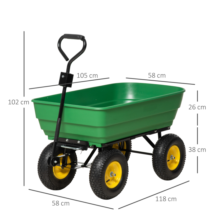  Carucior de gradina din otel PP cada rabatabila maner de transport  verde inchis [3]