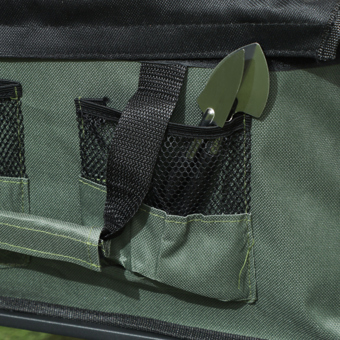  Carucior de Gradina Pliabil 72L cu Panou Rabatabil, din Otel si Poliester, 76x48x65-92 cm, Verde [9]