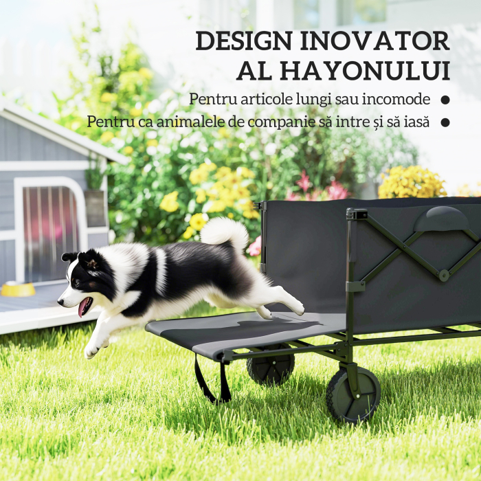  carucior de gradina pliabil de 160L cu maner reglabil, capacitate 100 kg, 95x55x102 cm, negru [6]