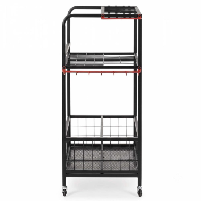 Carucior mobil pentru scule si unelte de gradina cu 3 rafturi, organizator metalic cu roti, 66x40x96 cm, negru [16]