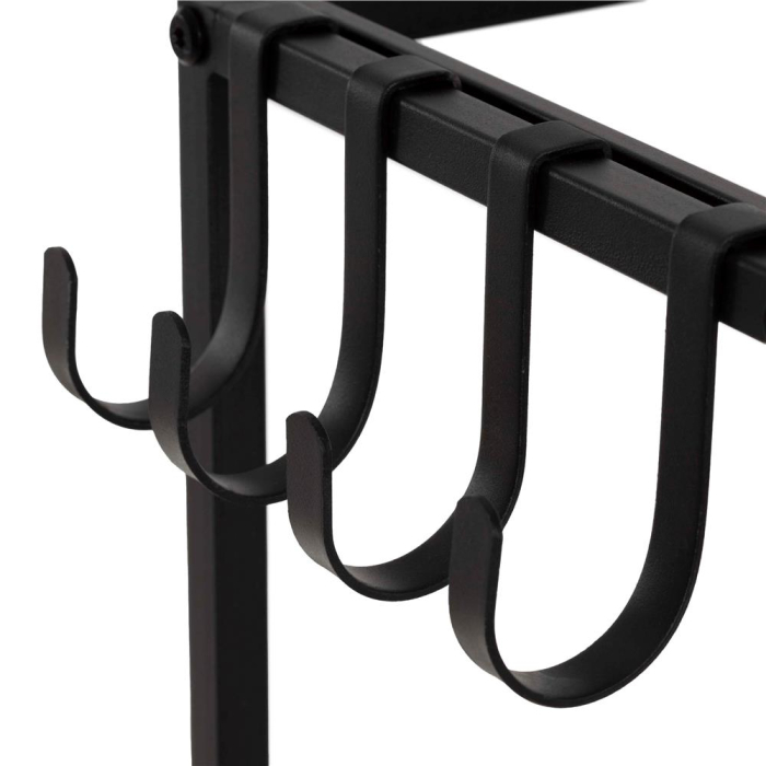 Carucior mobil pentru scule si unelte de gradina cu 3 rafturi, organizator metalic cu roti, 66x40x96 cm, negru [14]