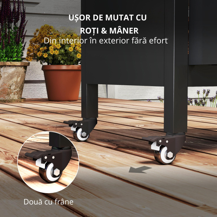  Carucior pentru Barbecue cu Dulap, Raft Deschis si Masa Laterala, din Otel Inoxidabil, 116x50x93 cm, Negru [4]