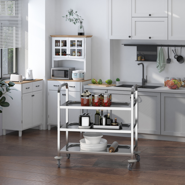  Carucior Pentru Bucatarie 3 Rafturi in Otel Inox 85x45x90cm [2]