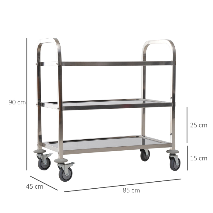  Carucior Pentru Bucatarie 3 Rafturi in Otel Inox 85x45x90cm [3]