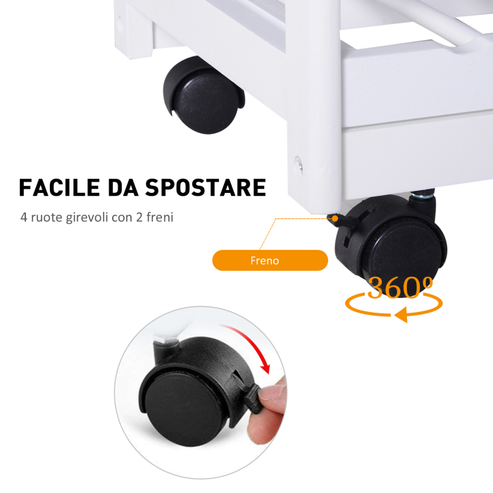  Carucior pentru Bucatarie cu Sertare si Suport Sticle Lemn si Alb [5]