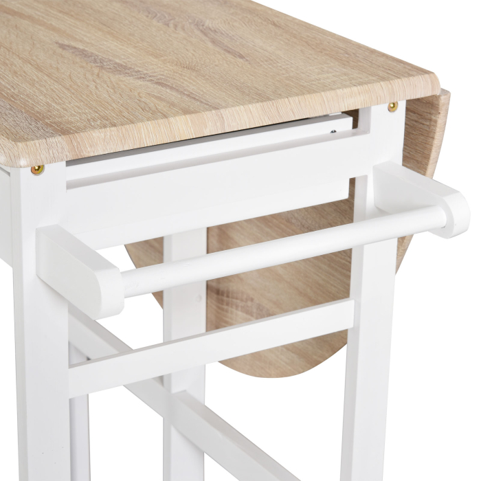  Carut Bucatarie Pliabil - Cu 2 Scaune Incluse, MDF Alb [9]