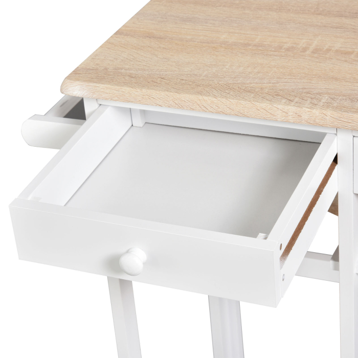  Carut Bucatarie Pliabil - Cu 2 Scaune Incluse, MDF Alb [8]