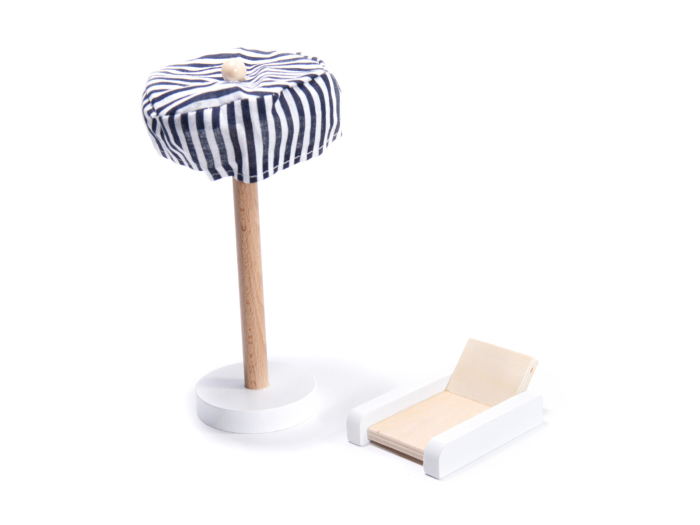 Casa de papusi mare din lemn cu 3 etaje, 4 camere, terasa, mobilier si iluminare LED, 62x27x78 cm, alb [22]