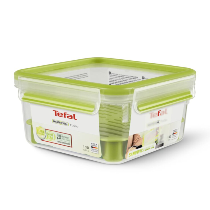 Caserola MasterSeal ToGo 1,3 L N1071710, plastic, accesoriu detasabil inclus, 100% inchidere etansa, verde / translucid [11]