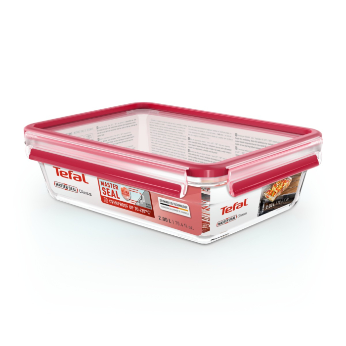 Caserola Tefal MasterSeal Glass N1041110, 2 L, sticla, inchidere 100% etansa, transparent [12]