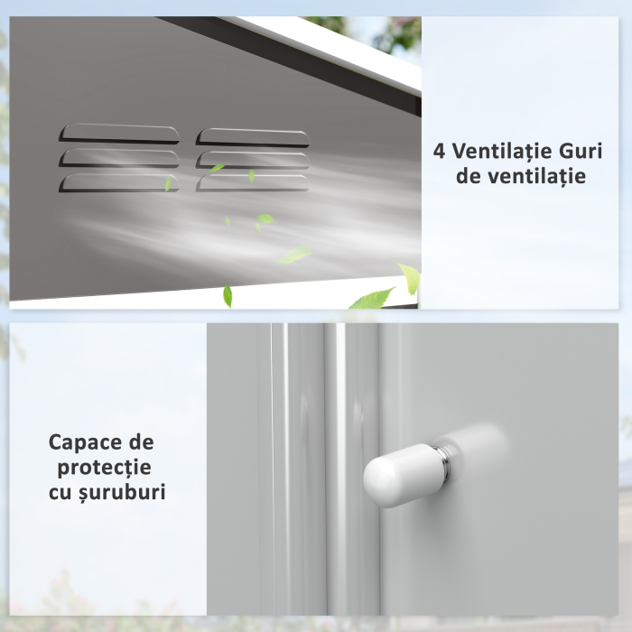  Casuta de gradina 2,3x1,7 m din otel cu orificii de aerisire si usi duble glisante, efect lemn [6]