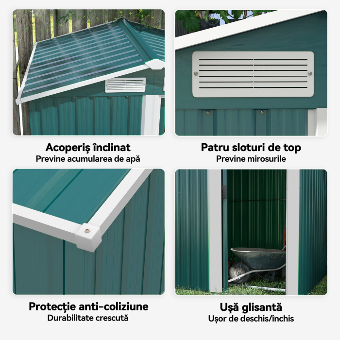  Casuta de Gradina cu Acoperis inclinat, 152x132x188 cm, Verde [6]