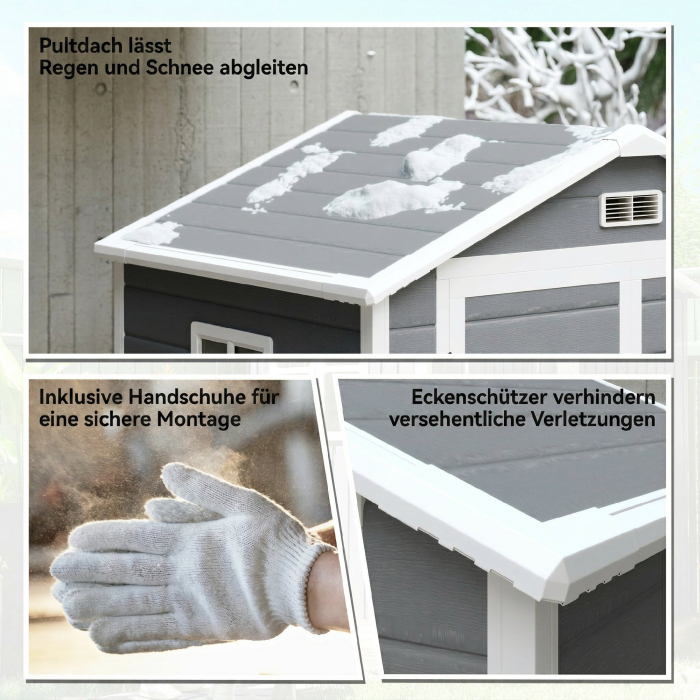  Casuta de Gradina cu Fereastra si Usi Duble din PP si Aluminiu, 183x134x210 cm, Gri [9]