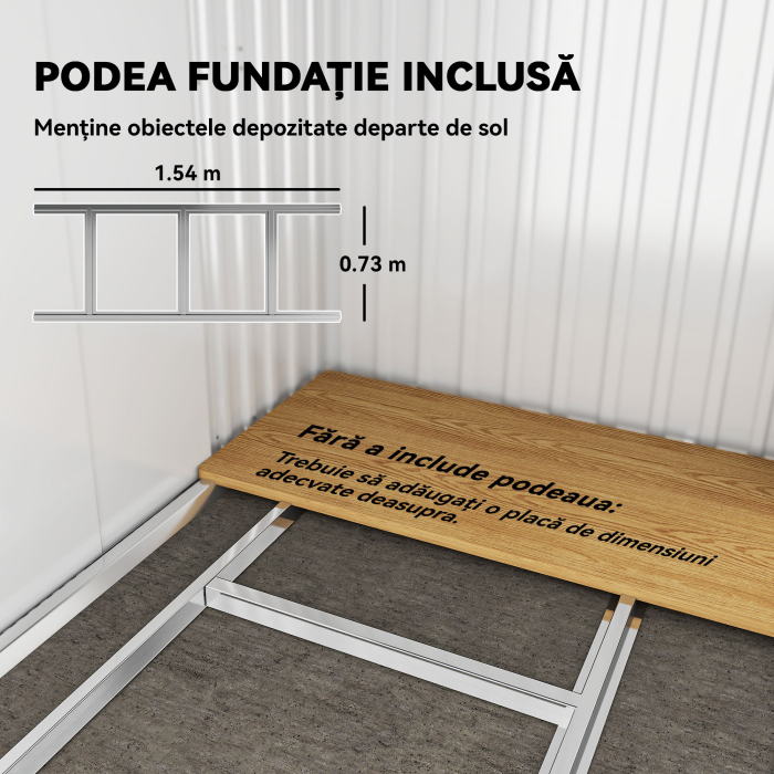  Casuta de Gradina cu Usi Culisante si Podea din Otel, 195x122x181,5 cm, Gri Deschis [5]