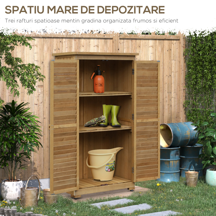  Casuta de Gradina din Lemn cu Acoperis Impermeabil si 3 Rafturi, 87x46,5x160 cm, Lemn [7]