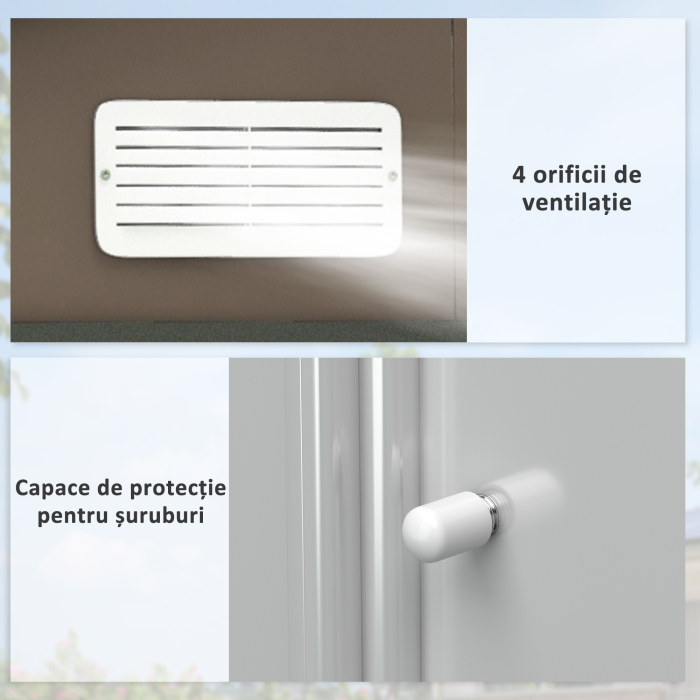  Casuta de Gradina din Metal cu Aerisiri si Usa Dubla Glisanta, 2,1x1,3 m, Maro [7]