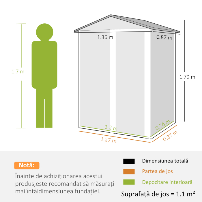  Casuta de Gradina din Otel cu Usa Glisanta, Gri [3]