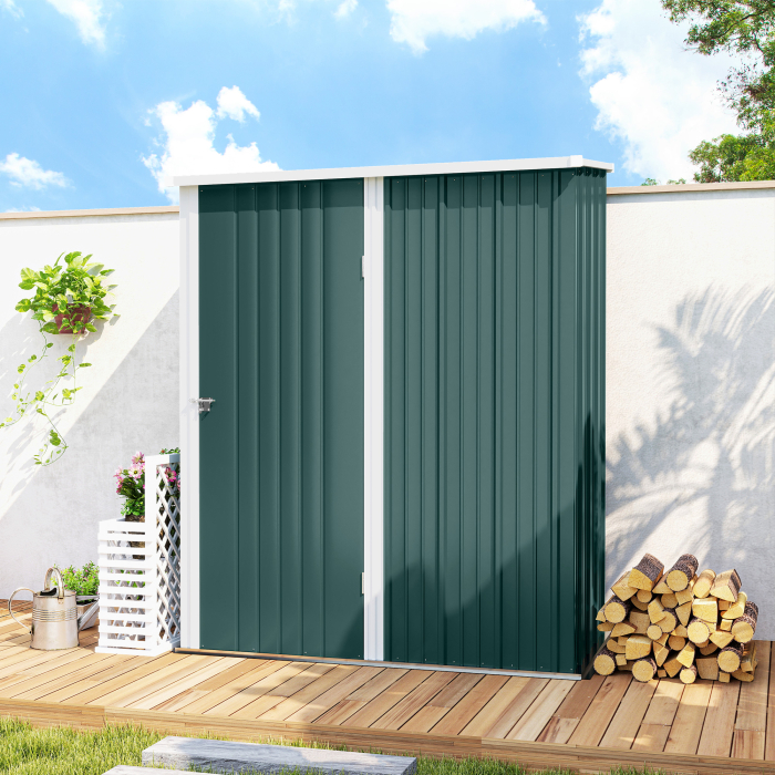  Casuta de Gradina din Otel pentru Depozitare cu Sistem de Blocare, 161,5x94,5x196cm, Verde [8]