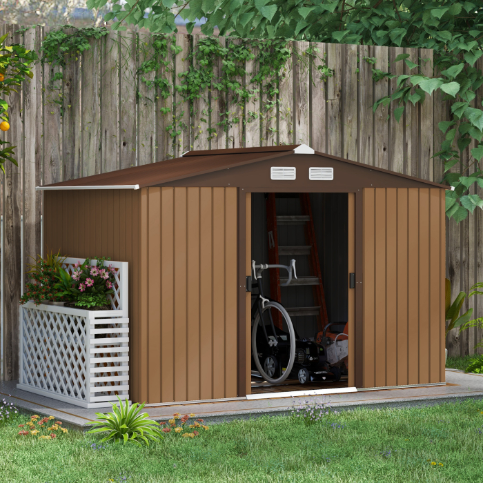  Casuta Gradina Fier Galben 277×191×192 cm - Magazie Spatioasa [2]