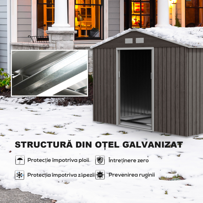  Casuta Gradina Gri 277×191×192 cm - Din Lamiera de Fier [4]