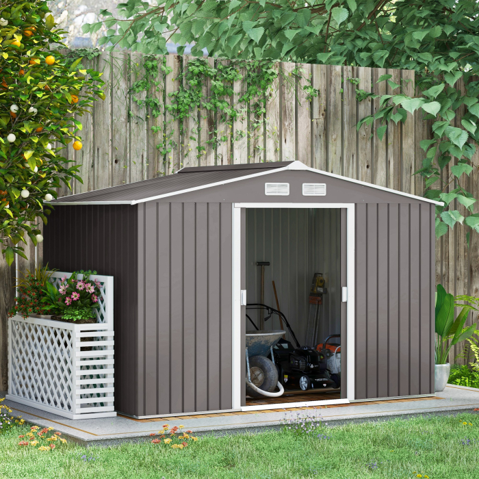  Casuta Gradina Gri 277×191×192 cm - Din Lamiera de Fier [2]