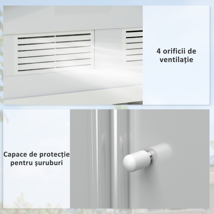  Casuta Gradina Otel Alb 213×130×185 cm - Cu Usi Glisante [8]