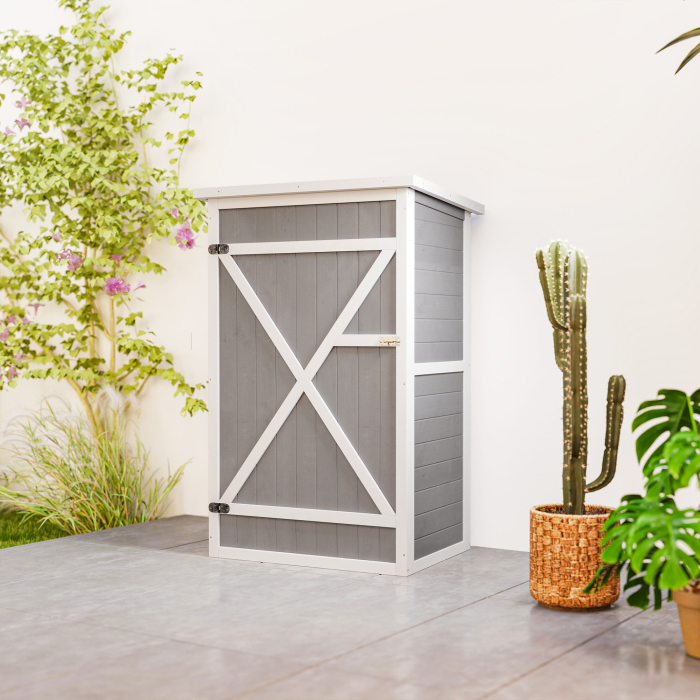  Casuta Lemn 75×56×115 cm - Depozitare Unelte cu Acoperis Impermeabil [9]