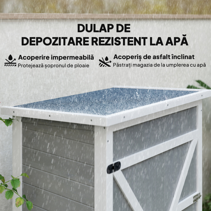  Casuta Lemn 75×56×115 cm - Depozitare Unelte cu Acoperis Impermeabil [5]