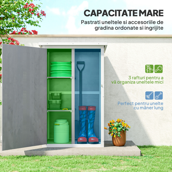  Casuta Lemn 75×56×115 cm - Depozitare Unelte cu Acoperis Impermeabil [4]