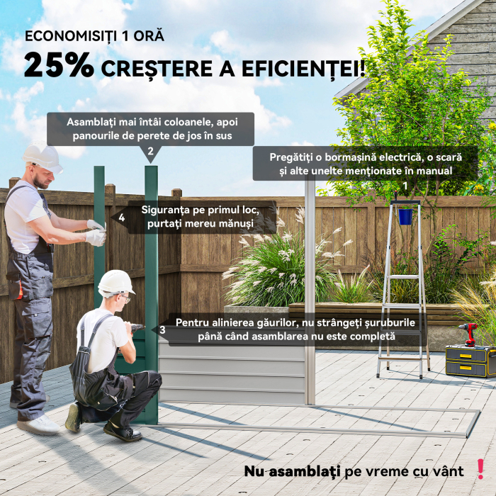  Casuta pentru Unelte cu 2 Guri de Aerisire si Sistem de Blocare, din Otel, 249x121x183 cm, Verde [4]