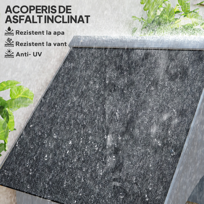  Casuta pentru Unelte din Lemn cu 3 Rafturi cu Acoperis Impermeabil din Bitum, 77.5x54.2x179.5 cm, Gri [4]
