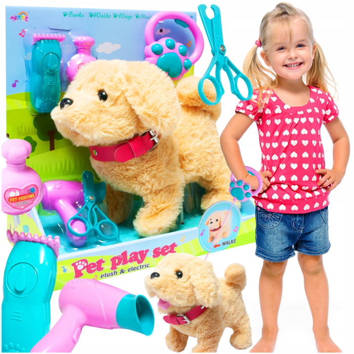 Catel interactiv copii sunete mers melodii lesa accesorii, 23x12x21 cm, joaca creativa, bej [4]